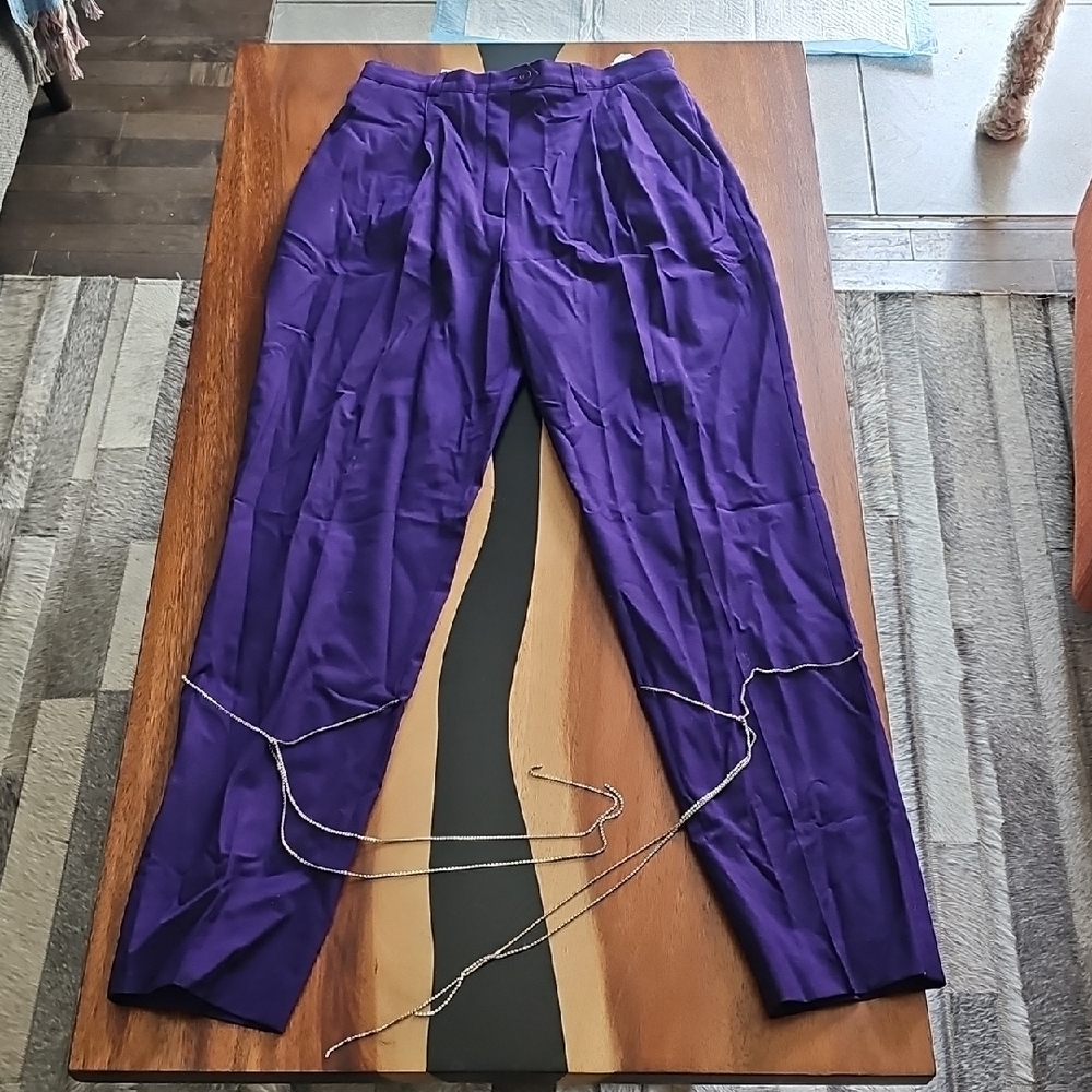 Escada Vibrant Purple Dress Pants with crystal detailing across leg. Sz 36(6ish)